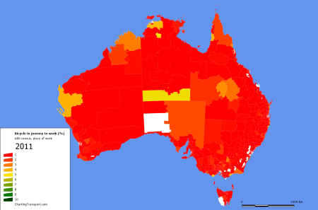 Australia 2011 dest bicycle mode share